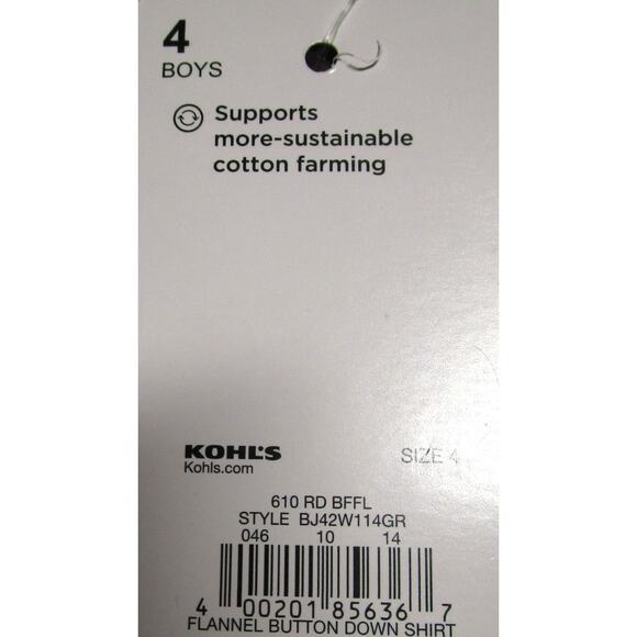 Jumping Beans Boy's Flannel Button Down Shirt Size 4 Red Buffalo Plaid Pattern - Picture 7 of 7